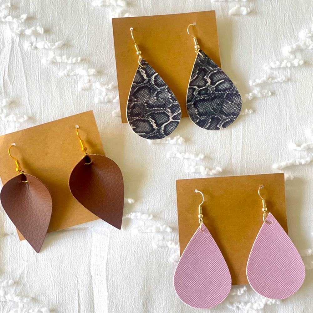 Natasha,  Dangle Lightweight Teardrop Earrings; (Lot of 3) New